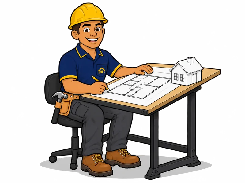 Desenho do técnico do Doutor na Obra fazendo projeto arquitetônico