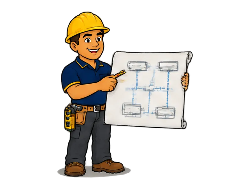 Desenho do técnico do Doutor na Obra fazendo projeto de climatização