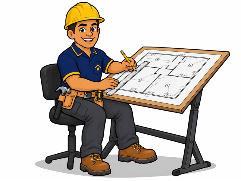 Desenho do técnico do Doutor na Obra fazendo projeto elétrico