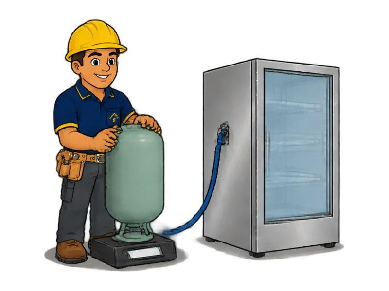 Desenho do técnico do Doutor na Obra fazendo recarga de gás refrigerante