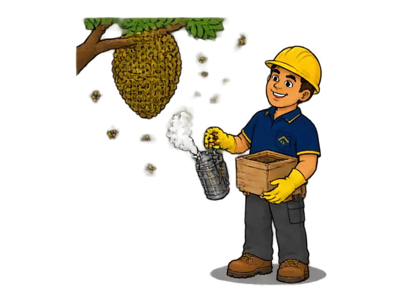 Desenho do técnico do Doutor na Obra fazendo remoção de colmeias e vespas