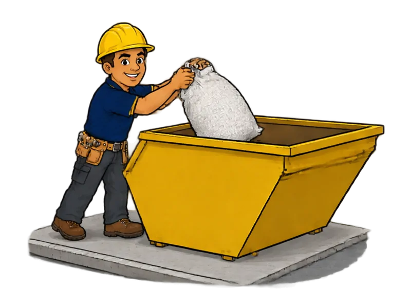 Desenho do técnico do Doutor na Obra fazendo remoção de entulho e caçambas