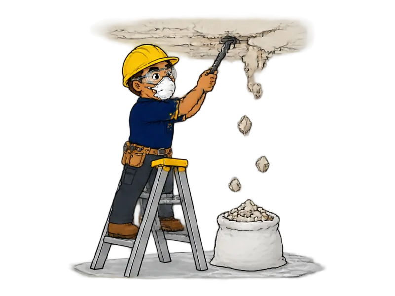 Desenho do técnico do Doutor na Obra fazendo remoção de forro e gesso antigos