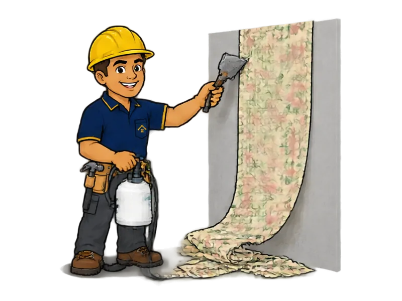 Desenho do técnico do Doutor na Obra fazendo remoção de papel de parede