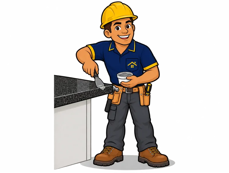 Desenho do técnico do Doutor na Obra fazendo reparo de bancada