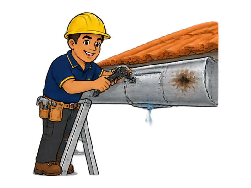 Desenho do técnico do Doutor na Obra fazendo reparo de calhas e vazamentos
