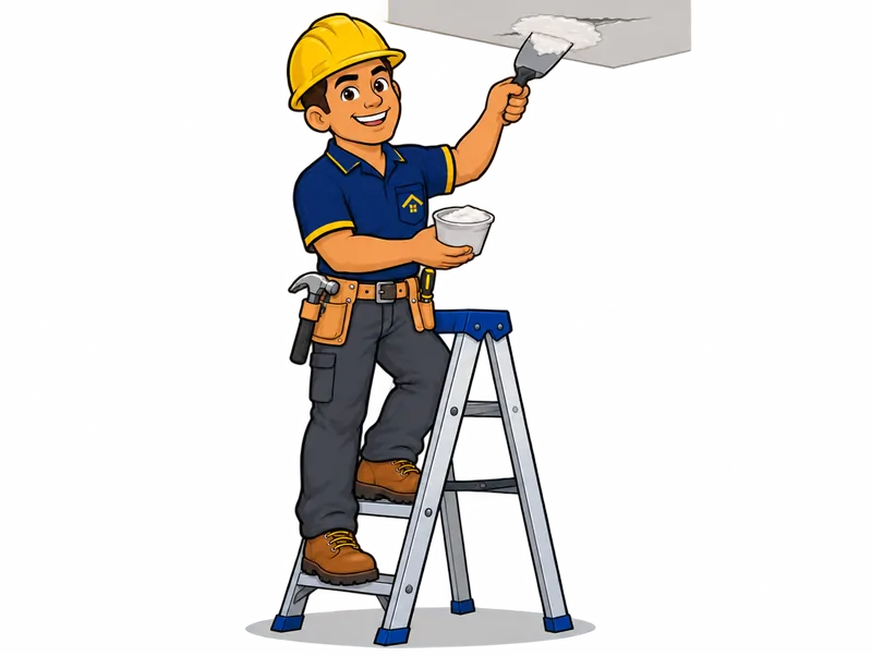 Desenho do técnico do Doutor na Obra fazendo reparo de gesso