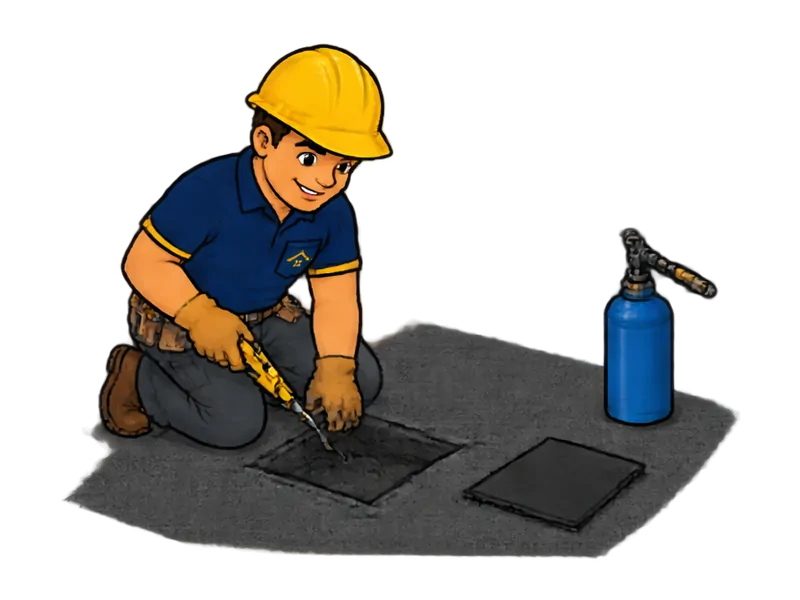 Desenho do técnico do Doutor na Obra fazendo reparo de impermeabilização