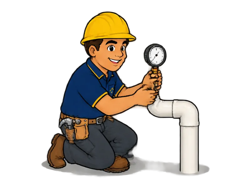 Desenho do técnico do Doutor na Obra fazendo reparo de pressão baixa de água