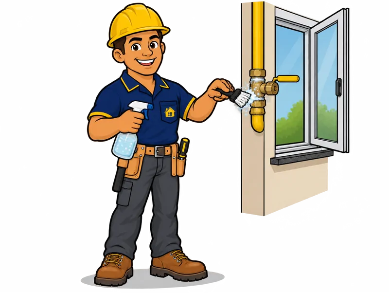 Desenho do técnico do Doutor na Obra fazendo reparo de vazamento de gás