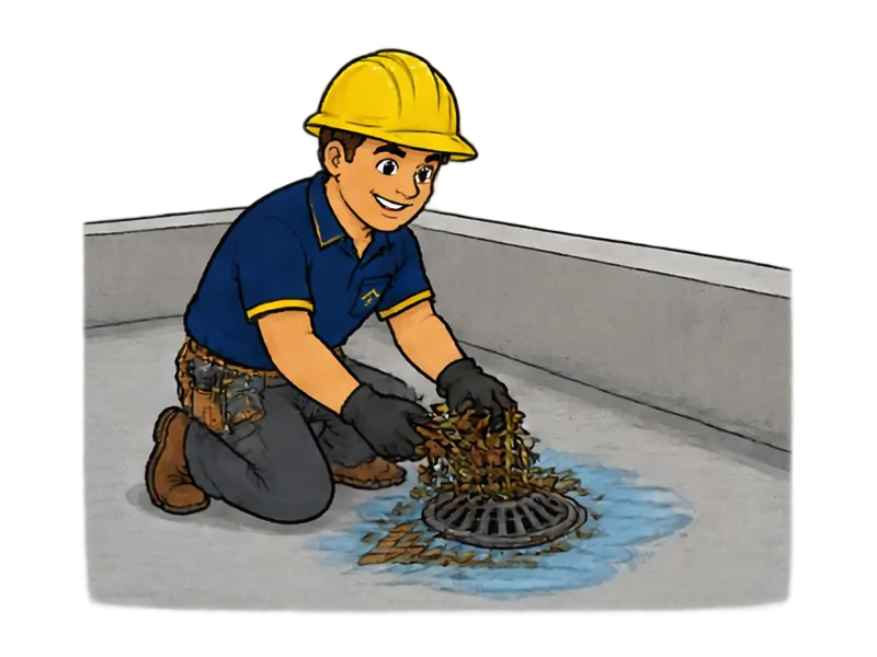 Desenho do técnico do Doutor na Obra fazendo reparo de vazamento em laje de cobertura