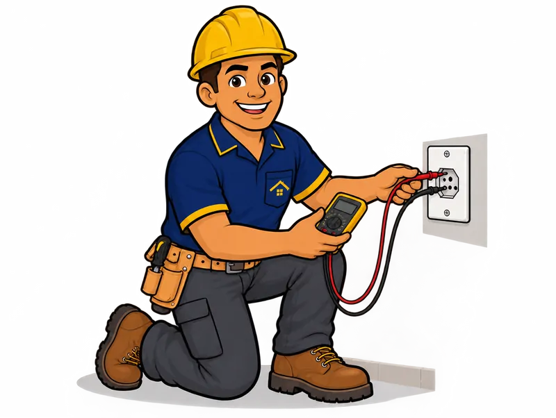 Desenho do técnico do Doutor na Obra fazendo reparo elétrico
