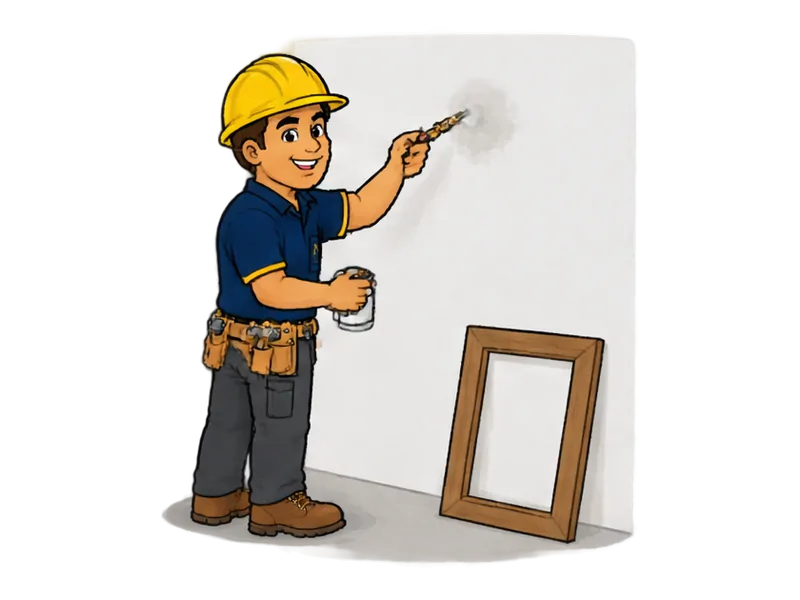 Desenho do técnico do Doutor na Obra fazendo retoque de pintura e pequenos reparos de pintura
