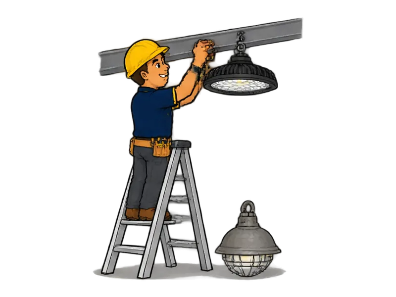Desenho do técnico do Doutor na Obra fazendo retrofit de iluminação para LED
