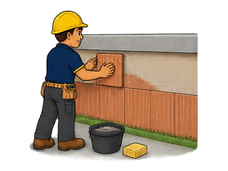 Desenho do técnico do Doutor na Obra fazendo revestimento cerâmico externo