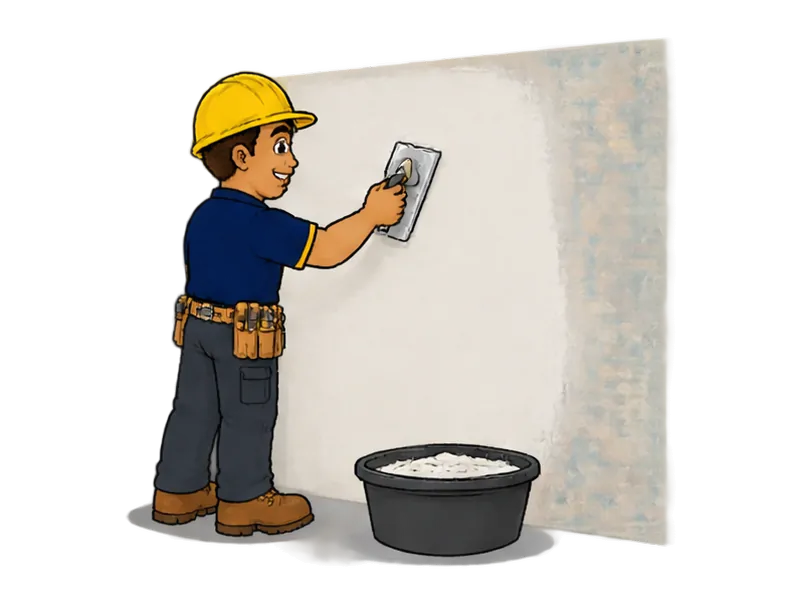 Desenho do técnico do Doutor na Obra fazendo revestimento de gesso em parede