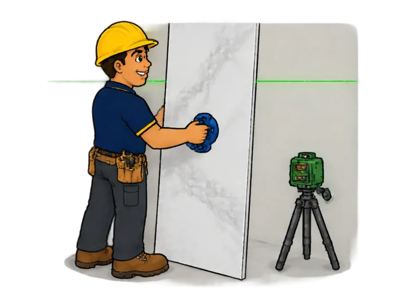 Desenho do técnico do Doutor na Obra fazendo revestimento de parede com porcelanato