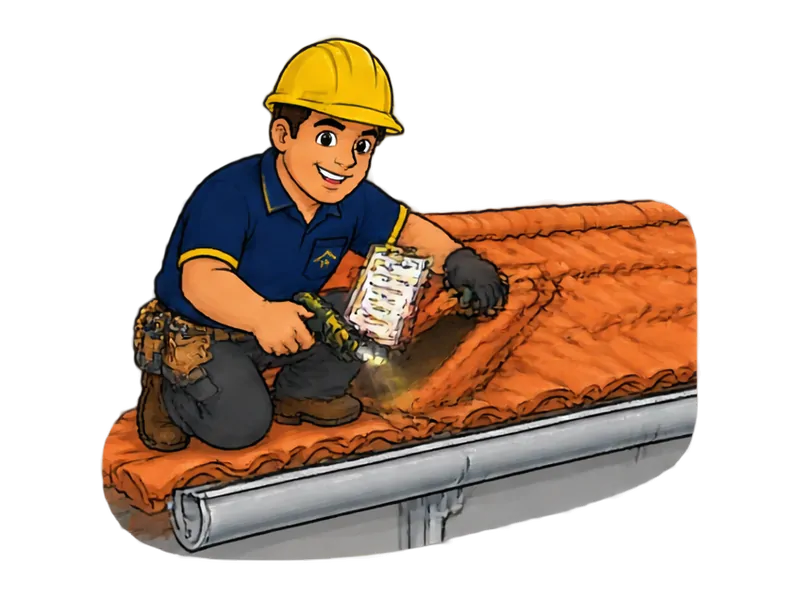 Desenho do técnico do Doutor na Obra fazendo revisão e manutenção de telhado
