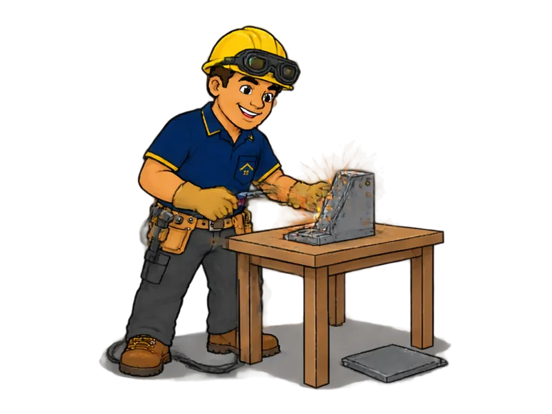 Desenho do técnico do Doutor na Obra fazendo soldagem e caldeiraria