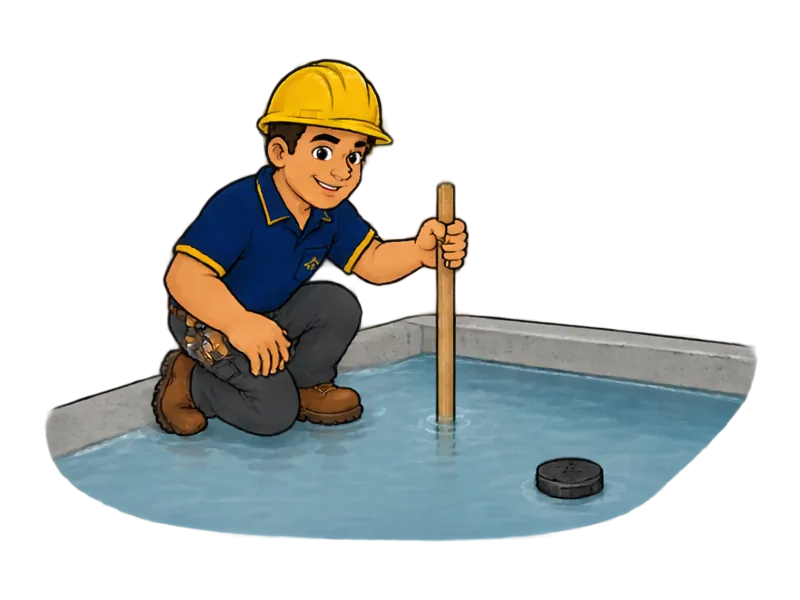 Desenho do técnico do Doutor na Obra fazendo teste de estanqueidade