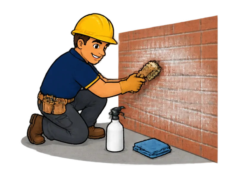 Desenho do técnico do Doutor na Obra fazendo tratamento de manchas e eflorescência