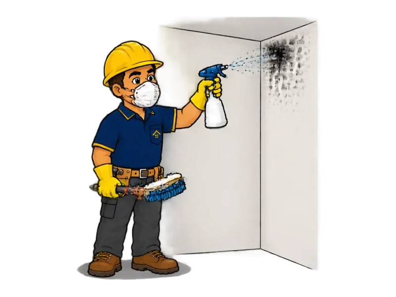 Desenho do técnico do Doutor na Obra fazendo tratamento de mofo e bolor