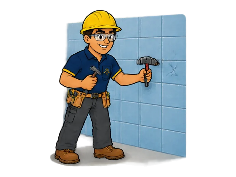 Desenho do técnico do Doutor na Obra fazendo troca de azulejos