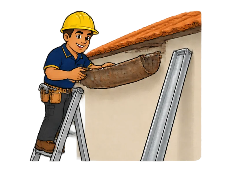 Desenho do técnico do Doutor na Obra fazendo troca de calhas