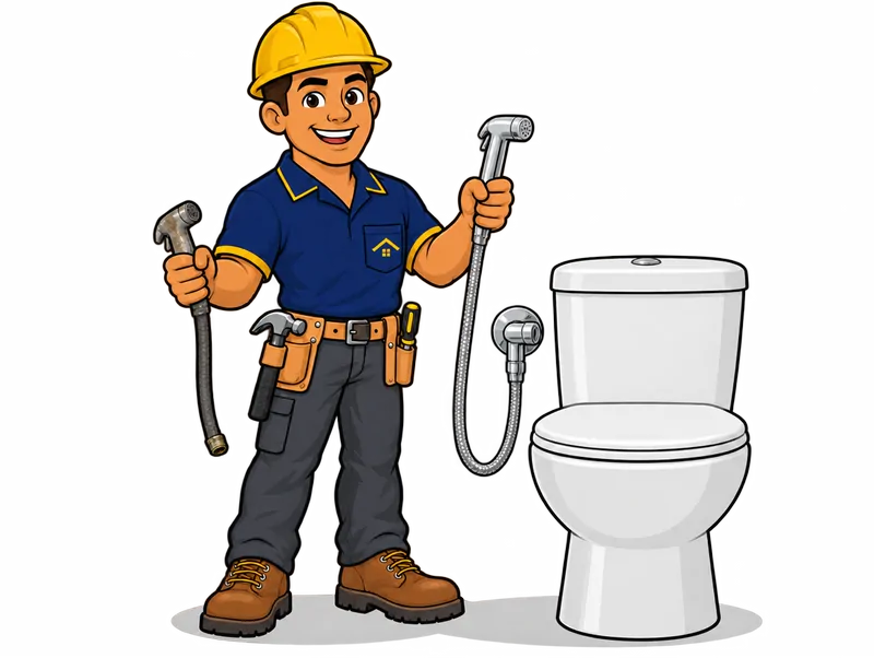 Desenho do técnico do Doutor na Obra fazendo troca de ducha higiênica
