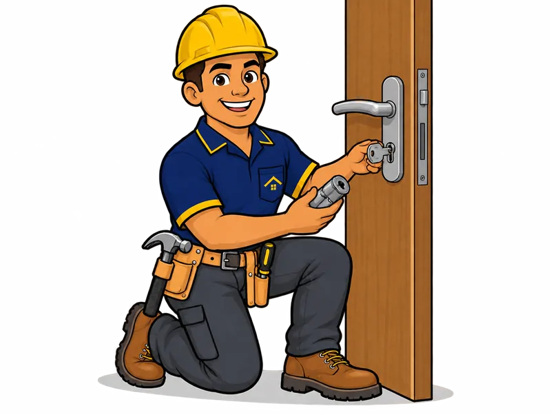 Desenho do técnico do Doutor na Obra fazendo troca de fechadura