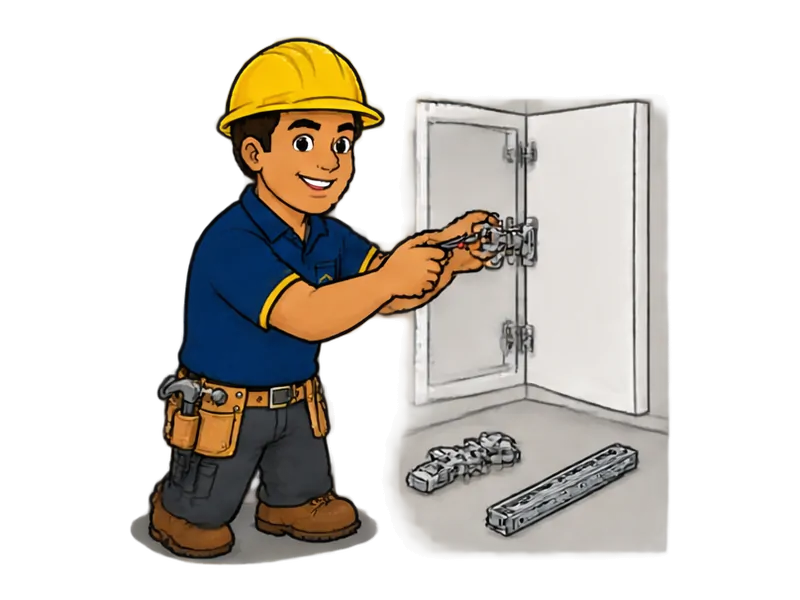 Desenho do técnico do Doutor na Obra fazendo troca de ferragens e dobradiças de móveis