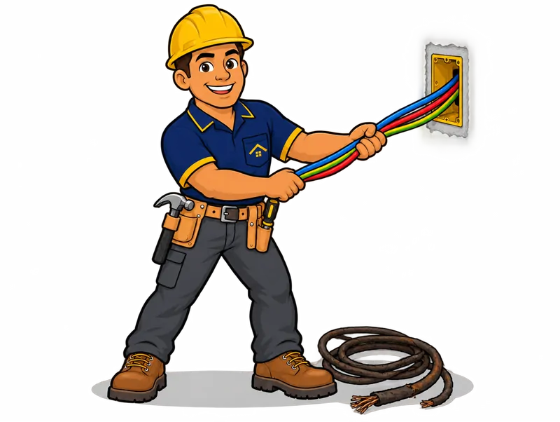 Desenho do técnico do Doutor na Obra fazendo troca de fiação elétrica
