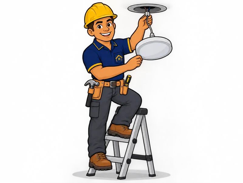 Desenho do técnico do Doutor na Obra fazendo troca de luminária