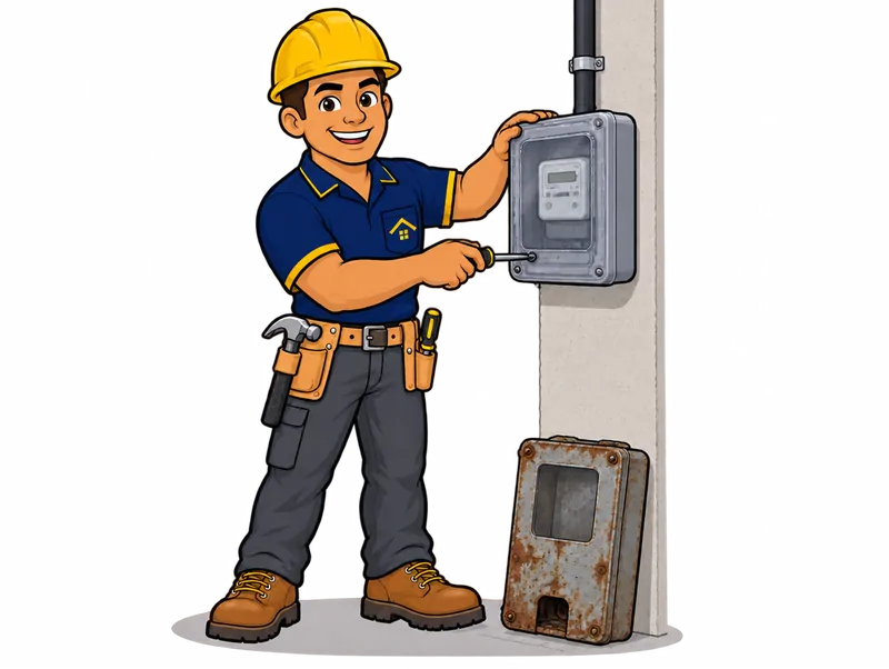 Desenho do técnico do Doutor na Obra fazendo troca de padrão de energia