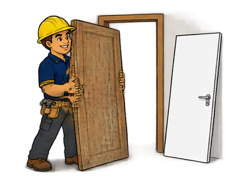 Desenho do técnico do Doutor na Obra fazendo troca de porta