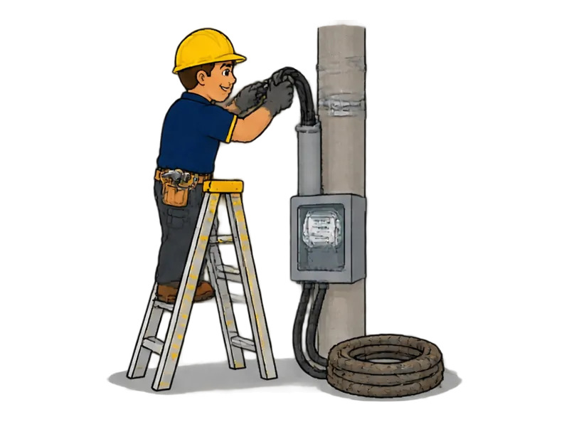 Desenho do técnico do Doutor na Obra fazendo troca de ramal de entrada e cabeamento