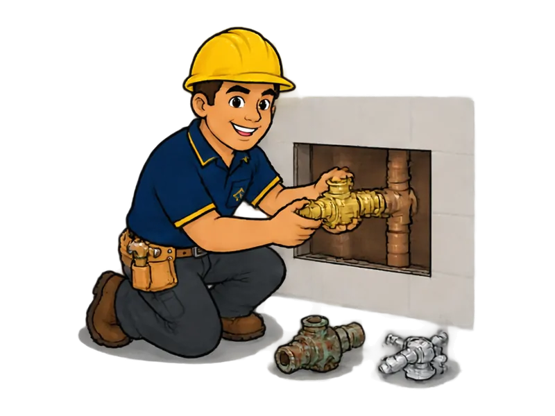 Desenho do técnico do Doutor na Obra fazendo troca de registro
