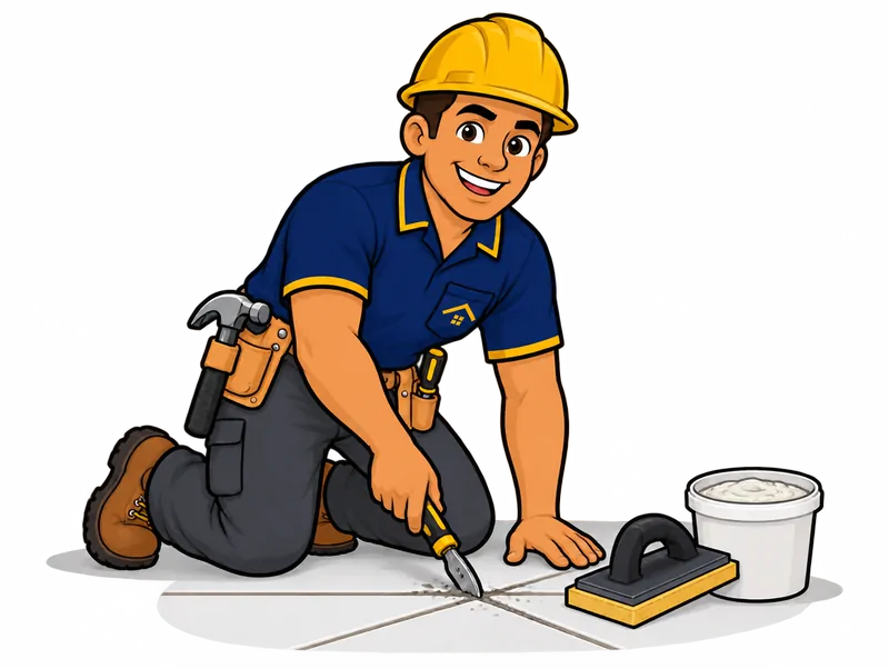 Desenho do técnico do Doutor na Obra fazendo troca de rejunte