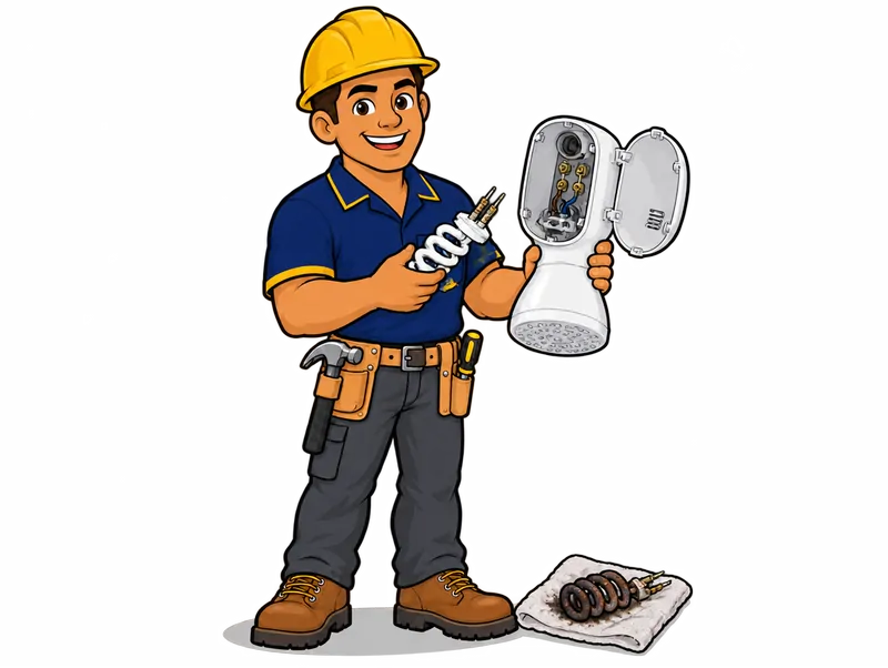 Desenho do técnico do Doutor na Obra fazendo troca de resistência de chuveiro