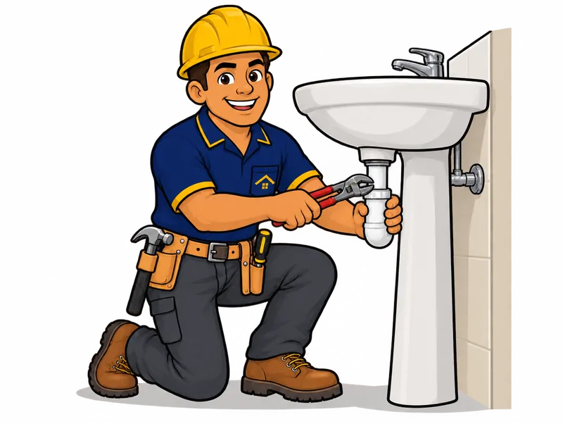 Desenho do técnico do Doutor na Obra fazendo troca de sifão