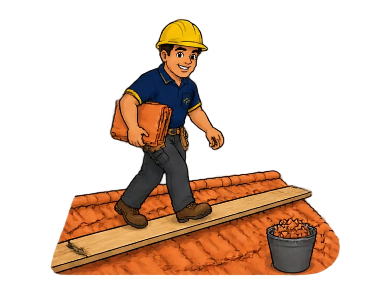 Desenho do técnico do Doutor na Obra fazendo troca de telhas quebradas