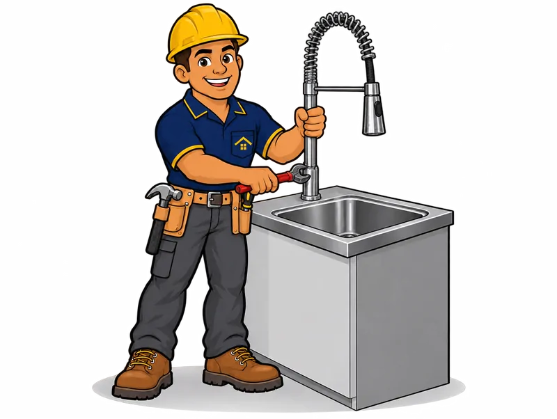 Desenho do técnico do Doutor na Obra fazendo troca de torneira de cozinha