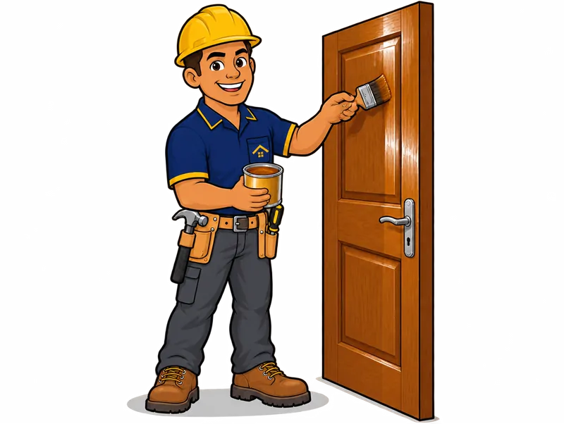 Desenho do técnico do Doutor na Obra fazendo verniz em porta de madeira